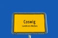 Entrance sign for Coswig in Saxony germany Royalty Free Stock Photo