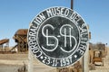 Entrance sign of deserted ghost town of Santa Laura