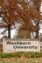 Entrance Sign and Fall Foliage at Washburn University