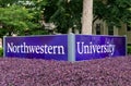 Entrance Sign and Gardens to Northwestern University Royalty Free Stock Photo