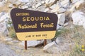 Entrance sign Sequoia National forest in Bakersfield, USA