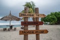 Entrance sign to the beautiful beach Tropical Village at Manadhoo island