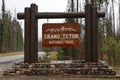 Entrance sign to Grand Teton National Park, Wyoming Royalty Free Stock Photo