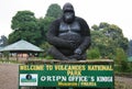 Entrance sign to office of Parc National des Volcans Volcanoes National Park to view Mountain Gorillas, Rwanda