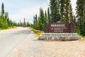 Entrance Sign to Paradise area in Mount Rainier National Park USA Royalty Free Stock Photo