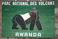 Entrance sign to Parc National des Volcans Volcanoes National Park to view Mountain Gorillas, Rwanda Royalty Free Stock Photo