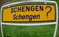 Entrance sign in the town of Schengen, Luxembourg