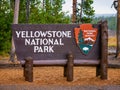 Entrance sign for Yellowstone National Park. Royalty Free Stock Photo