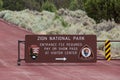 Entrance sign Zion National Park Royalty Free Stock Photo