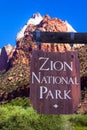 Entrance Sign Zion National Park Scenic Landscape Travel USA Royalty Free Stock Photo