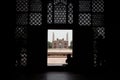 The entrance of the Sikandra monument or Akbar tomb in Agra, where Akbar the Great is buried. A World heritage site. A red