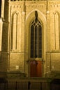 Entrance of the Sint-Maartenskerk church at night