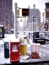 Entrance in the snow of Christopher Street Station NY