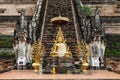 Entrance Staircase with Buddha at Wat Chedi Luang Royalty Free Stock Photo