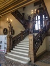 Entrance staircase leading to the upper floors of the Miramare castle near Trieste. Italy