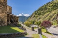 Entrance to rustic church in the Pyrenees. Andorra Europe