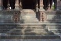 Entrance Stairs welcome sculptures of Krishnapura Chhatri, Indore, Madhya Pradesh. Indian Architecture. Ancient Architecture of