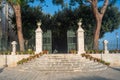 Entrance stairway to the municipal garden of Villa Garibaldi in Conversano, Puglia Italy.