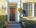 historic home in Stockade Historic District decorated for Christmas holiday