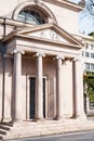 Entrance stone colonnade with stairs in front of the building in classical style Royalty Free Stock Photo