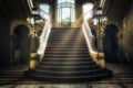 Entrance with symmetrical stairs of an abandoned casino