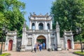 Entrance of the Temple of Literature, it also known as Temple of Confucius in Hanoi. People can seen exploring around it.