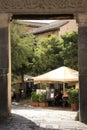 Entrance of terrace garden restaurant in Toledo Royalty Free Stock Photo