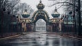 Abandoned Theme Park: A Baroque Dystopian Realism In Misty Rain