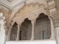 Entrance to Agra Fort in Agra, India with intricate stonework and decorations
