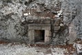 Entrance to an ancient Jewish funerary cave at Beit Shearim in Israel. Royalty Free Stock Photo