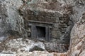 Entrance to an ancient Jewish funerary cave at Beit Shearim in Israel. Royalty Free Stock Photo