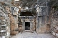 Entrance to an ancient Jewish funerary cave at Beit Shearim in Israel. Royalty Free Stock Photo