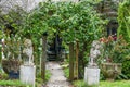 Garden Entrance with Trellis, Lion Statues