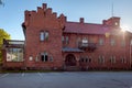 The entrance to the beautiful red brick manor house in Janeda. Royalty Free Stock Photo