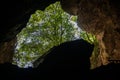 Entrance to a beautiful Resava cave (Resavska pecina) in Serbia, massive columns of stalagmites and stalactites