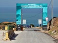 Entrance to biggest waves in Nazare in Portugal