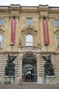 Entrance to Budapest history museum on Buda Castle in Budapest on December 30, 2017.