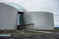 Entrance to the building of Perlan on the top of the hill in Reykjavik, Iceland which has six large water tanks Royalty Free Stock Photo