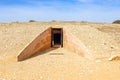 Entrance to the Burial mound of the megalithic monument of El dolmen de Soto, in the village of Trigueros, Huelva province,