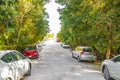 Entrance to caribbean coast beach with parked cars Tulum Mexico Royalty Free Stock Photo