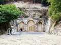 Entrance to the cave of Rabbi Yehuda Hanassi to the necropolis in the Beit Shearim national park in the Kiriyat Tivon city in Isra