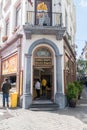 Entrance to Chez Papy Resto Snack restaurant with belgian frites