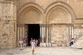 Entrance to the church of the Holy Sepulchre in Jerusalem, Israel Royalty Free Stock Photo