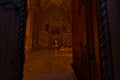 Entrance to church inside Studenica monastery at evening Royalty Free Stock Photo