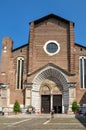 The entrance to the church of Santa Anastasia, Verona, Italy Royalty Free Stock Photo