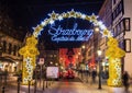 Entrance to the city center of Strasbourg on Christmas time Royalty Free Stock Photo