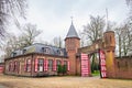 Entrance to coach houses and horse stables at castle near Haarzuilens, Netherlands Royalty Free Stock Photo