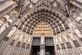 Entrance to Cologne Cathedral Dom. Cologne, North Rhine-Westphalia, Germany Royalty Free Stock Photo