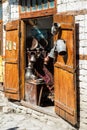 Entrance to a coppersmith shop in Lahic village of Azerbaijan