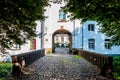 Entrance to the courtyard in front of Lauersforst Castle near Moers